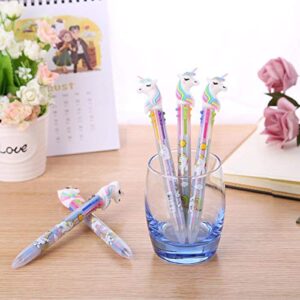 Tbestmax 6 Multicolor Unicorn Pen Retractable Gel Pen Ballpoint Shuttle Pens Liquid Ink Pens Set Pen Supplies Office Gifts 6-Color-In-1