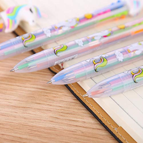 Tbestmax 6 Multicolor Unicorn Pen Retractable Gel Pen Ballpoint Shuttle Pens Liquid Ink Pens Set Pen Supplies Office Gifts 6-Color-In-1