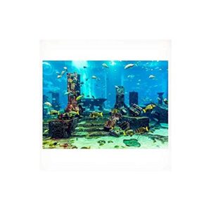 undersea city ruins aquarium poster, pvc coral aquarium background underwater poster fish tank wall decorations sticker(61 * 30cm)