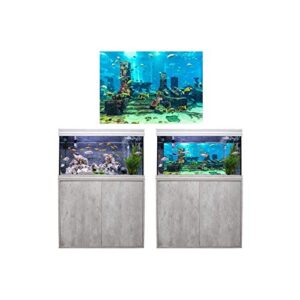 Undersea City Ruins Aquarium Poster, PVC Coral Aquarium Background Underwater Poster Fish Tank Wall Decorations Sticker(61 * 30cm)