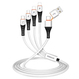 sdbaux 6 in 1 usb a to usb c multi 4 in 1 dual phone type c micro port charger cord,3a fast charging cable compatible with most mobile phones and electronic devices tablets