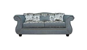 classic gray sofa with silver decor pillows