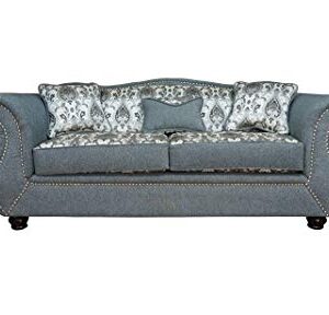 Classic Gray Sofa with Silver Decor Pillows