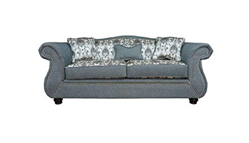 Classic Gray Sofa with Silver Decor Pillows