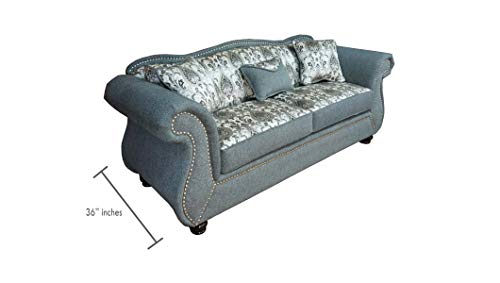 Classic Gray Sofa with Silver Decor Pillows