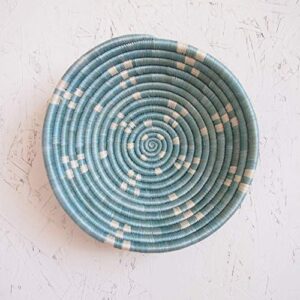 small african basket- munini/rwanda basket/woven bowl/sisal & sweetgrass basket/blue, white