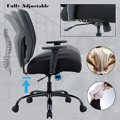 PayLessHere Office, Ergonomic Executive Desk Rolling Swivel Adjustable Arms Mesh Back Computer Lumbar Support Task Chair for Women, Men (Black)