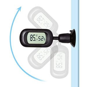 REPTI ZOO Reptile Terrarium Thermometer Hygrometer Digital Display 360 Degree Rotation with Suction Cup, 3-Sides Mounting