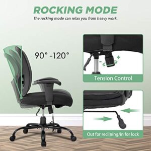 Big and Tall Office Chair 400lbs Cheap Desk Chair Mesh Computer Chair with Lumbar Support Wide Seat Adjust Arms Rolling Swivel High Back Task Executive Ergonomic Chair for Women Men,Black
