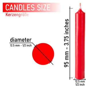 BRUBAKER Tree Candles - Pack of 20 - Red - 3¾ x ½ Inches (9.5 x 1.27cm) - Made in Europe - Pyramids, Carousels & Chimes