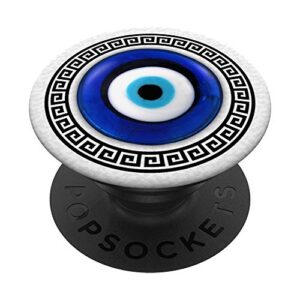 greek matiasma evil eye & key symbol popsockets popgrip: swappable grip for phones & tablets