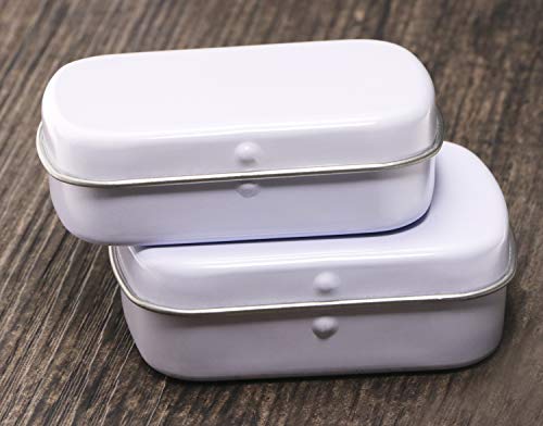 Mini Skater 2.23 x1.76 x 0.55 inch Metal Tin Box Portable Small Container Storage Case with Solid Hinged Top for Drawing Pin Nail Art Bead Earring and Jewelry Craft Organizing,4Pcs (White)