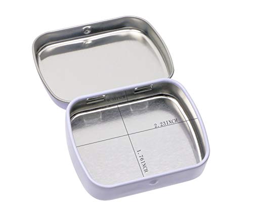 Mini Skater 2.23 x1.76 x 0.55 inch Metal Tin Box Portable Small Container Storage Case with Solid Hinged Top for Drawing Pin Nail Art Bead Earring and Jewelry Craft Organizing,4Pcs (White)