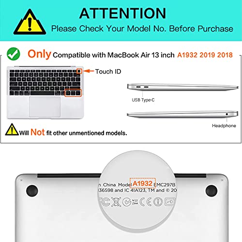 MOSISO Keyboard Cover Compatible with MacBook Air 13 inch 2019 2018 Release A1932 Retina Display with Touch ID, Waterproof Dust-Proof Protective Pattern Silicone Skin, Colorful Clouds