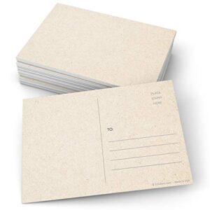 321done blank kraft-colored postcards (set of 50) 4" x 6" with mailing side, plain tan card stock, create your own for kids - made in usa, large
