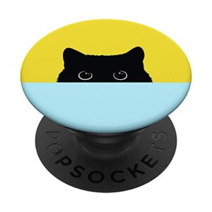 peekaboo black kitty cat - funny cat popsockets popgrip: swappable grip for phones & tablets