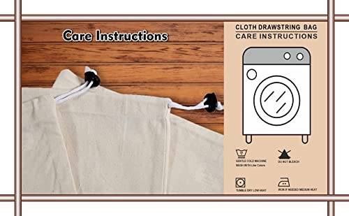 Cotton Bag Drawstring - 6 Pack, Canvas Bags 18'' X 18'' inch - Machine Washable Cotton Fabric - Storage Sack for Dirty Clothes, Basket Liner, Hamper Bag, Liner Replacement, delicates, Sleeping Bag, Reusable Travel Dorm and Basket Closure