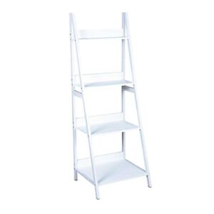 None White Finish 4-Tier Shelves Leaning Ladder Bookcase Bookshelf Display Planter