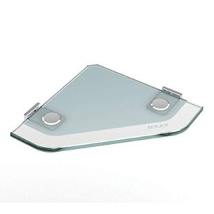 maax 10060311 utile wall-mount frosted corner glass shelf in chrome, grey