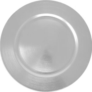 ms lovely metallic foil charger plates - set of 6 - made of thick plastic - silver