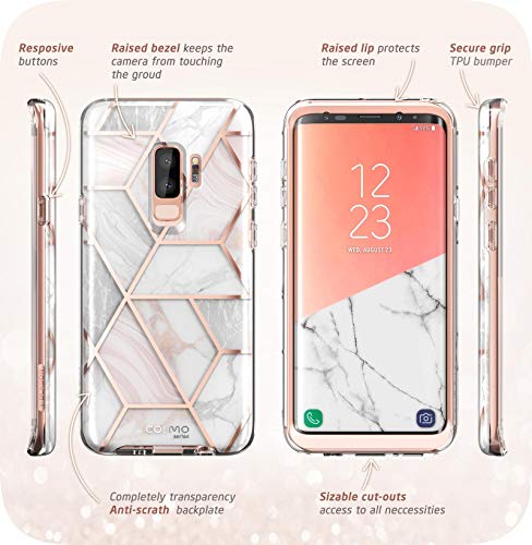 i-Blason Cosmo Full-Body Bumper Case for Galaxy S9 Plus 2018 Release, Thermoplastic Polyurethane, Shock-Absorbent, Marble