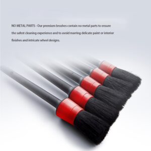 Petift Car Detailing Brush Set of 5, Auto Automotive Detailing Brush Set, Motorcycle Car Cleaning Kit for Wheels Brush Engine or Dashboard, Interior, Exterior, Leather, Air Vents, Emblems