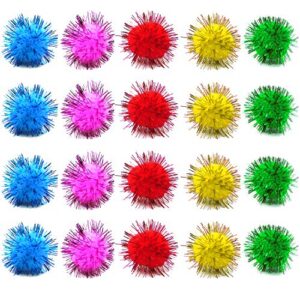 petdcheb 80 pieces cat sparkle balls assorted color sparkle balls cat toy balls tinsel balls cat pom pom balls cat toys puff balls glitter balls for cat kittens