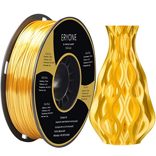 ERYONE Silk PLA Filament for 3D Printer, 1.75mm, -0.03mm, 1kg (2.1LBS)/Spool, Silk Glod