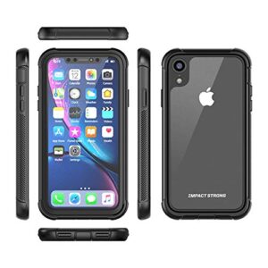 ImpactStrong Clear Case for iPhone XR, Ultra Protective with Built-in Clear Screen Protector Transparent Full Body Cover (Black)