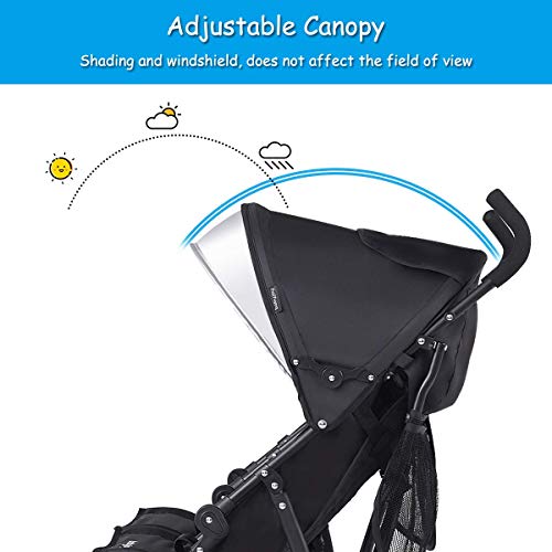 HONEY JOY Double Stroller, Compact Lightweight Stroller Side by Side, Adjustable Canopy, Cup Holder & Storage Bag, Travel Stroller for Airplane, Foldable Twin Umbrella Stroller for Infant and Toddler