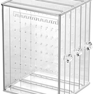 Sooyee Clear 3 Vertical Drawer Earring Display Stand Organizer(216 Holds 108 Pairs), Jewelry Hanger Storage Box