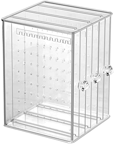 Sooyee Clear 3 Vertical Drawer Earring Display Stand Organizer(216 Holds 108 Pairs), Jewelry Hanger Storage Box