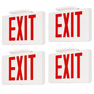 hykolity led exit sign, red letter emergency exit lights, 120v-277v universal mounting double face - 4 pack