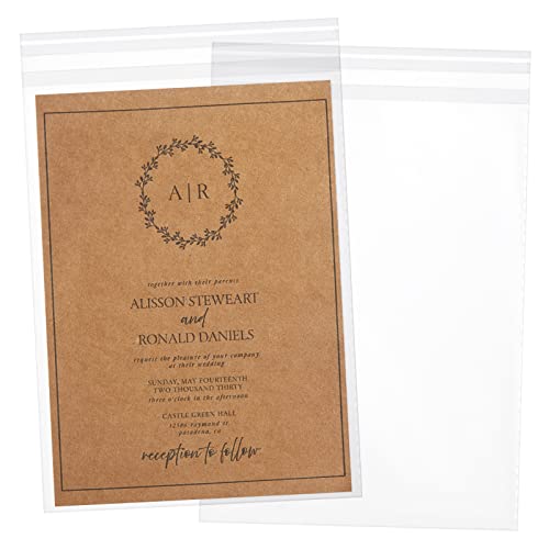 300 Pack Clear Greeting Card Sleeves, Transparent Envelopes for 5x7 Invitations, Photos (7.6 x 5.7 in)