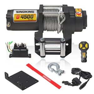 sinoking 4500lb 12v utv/atv winch with 1/4”x 32ft rope, wired and wireless control