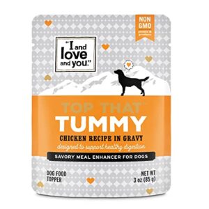 "i and love and you" top that tummy wet dog food pouch, chicken recipe in gravy, 3 oz (pack of 12)