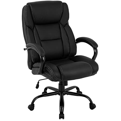 Big and Tall Office Chair 500lbs Cheap Desk Chair Ergonomic Computer Chair High Back PU Executive Chair with Lumbar Support Headrest Swivel Chair for Women Men Adults,Black