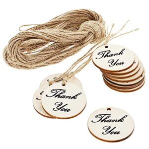 juvale 100-pack thank you for celebrating with us - wood tags with twine for wedding and baby shower party favors, 1.5 inches