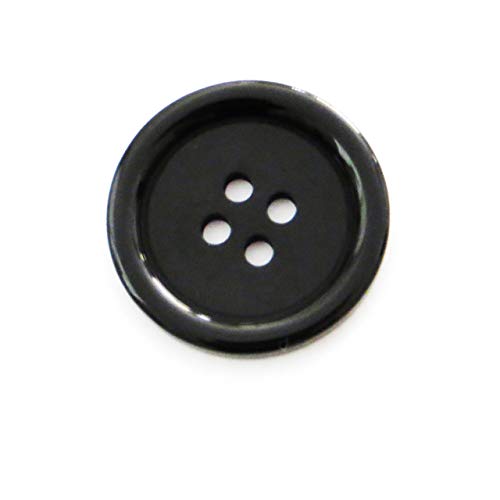 Buttons 1 Inch (1”) 4 Hole 10 Pieces - White Black Clear - Sewing Crafts Replacement Button -Perfect for Crafts, Coats, Shirts, Pants, Shorts, Cardigans, Blazers, Skirts (Black)