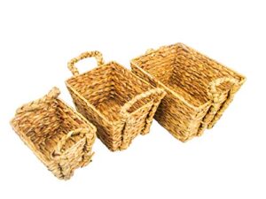water hyacinth braided handled nesting baskets by trademark innovations (set of 3)