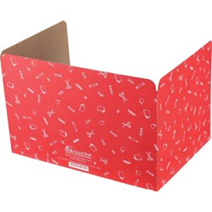 really good stuff standard privacy shields for student desks – set of 12 - matte - study carrel reduces distractions - keep eyes from wandering during tests , red with school supplies pattern