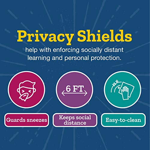 Really Good Stuff Standard Privacy Shields for Student Desks – Set of 12 - Matte - Study Carrel Reduces Distractions - Keep Eyes From Wandering During Tests , Red With School Supplies Pattern