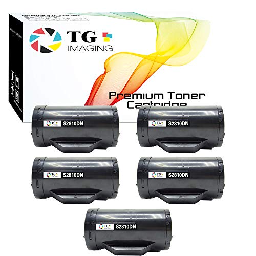 5-Pack TG Imaging (S2810, 5xBlack) Compatible S2810dn Toner Cartridge Replacement for Dell 2810 S2810 S2810DN S2815DN H815DW S2810X Printer (593-BBMF)