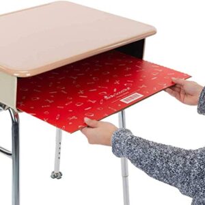 Standard Privacy Shields for Student Desks – Set of 12 - 3 Group Colors -Matte - Study Carrel Reduces Distractions - Keep Eyes From Wandering During Tests, Red, Blue & Green School Supplies Pattern