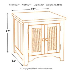 Signature Design by Ashley Wystfield Farmhouse End Table with Storage, Distressed White & Brown Finish