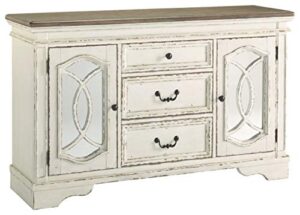 signature design by ashley realyn french country distressed -dining room buffet or server, chipped white