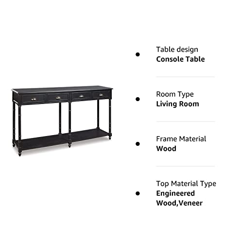 Signature Design by Ashley Eirdale Vintage Casual 4 Drawer Console Sofa Table, Black