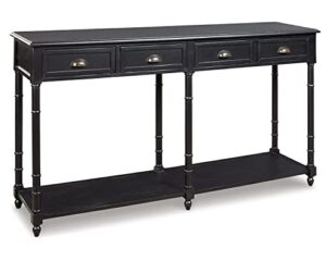 signature design by ashley eirdale vintage casual 4 drawer console sofa table, black