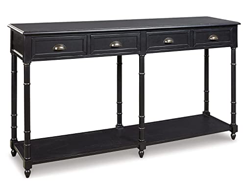 Signature Design by Ashley Eirdale Vintage Casual 4 Drawer Console Sofa Table, Black