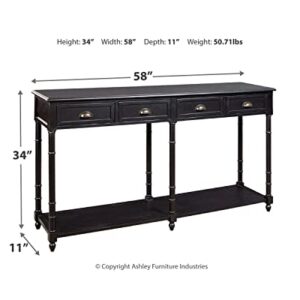 Signature Design by Ashley Eirdale Vintage Casual 4 Drawer Console Sofa Table, Black